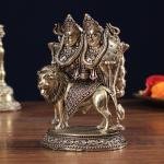 Brass Superfine Intricate Kaila Devi Chamunda Mata on Lion Idol 4.5" | Divine Protector | Destroyer of Evil | Handcrafted Pure Brass | Sacred Centerpiece for Home & Temple